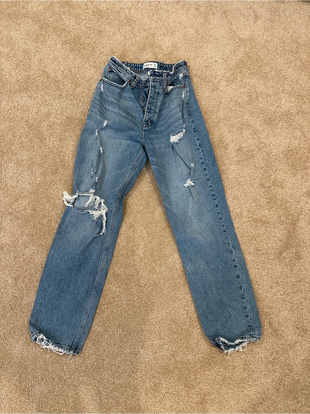 Abercrombie & Fitch Distressed Light Blue Boyfriend Jeans